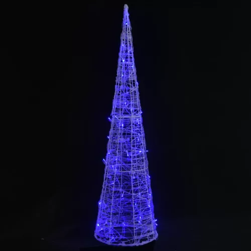  dekoratív kék fényű LED-es akril fénykúp 120 cm