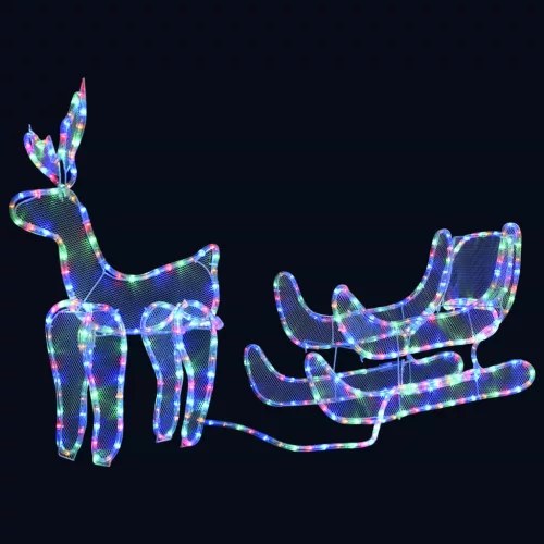  karácsonyi rénszarvasos-szános hálós díszvilágítás 432 LED-del