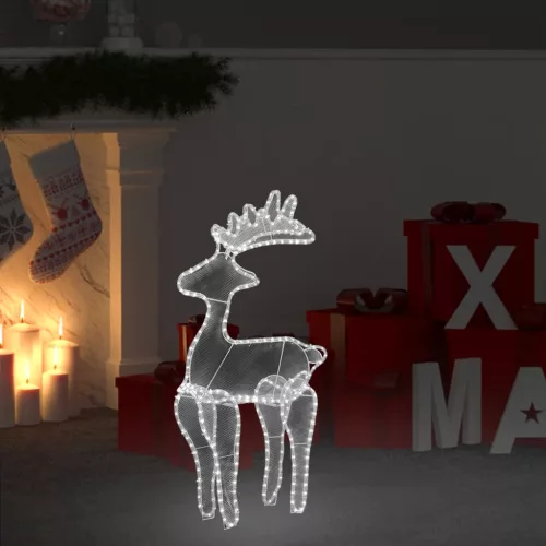 rénszarvasos karácsonyi dísz hálóval és 306 LED-del 60x24x89 cm