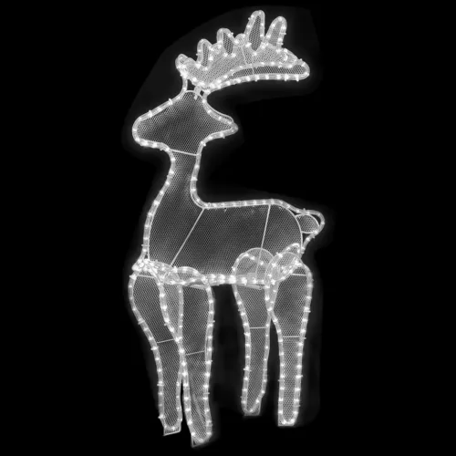  rénszarvasos karácsonyi dísz hálóval és 306 LED-del 60x24x89 cm