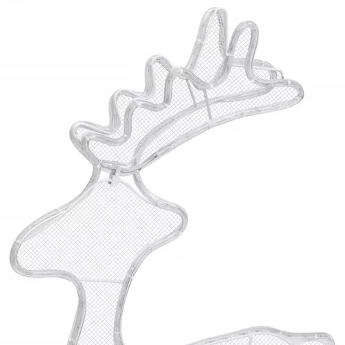  rénszarvasos karácsonyi dísz hálóval és 306 LED-del 60x24x89 cm