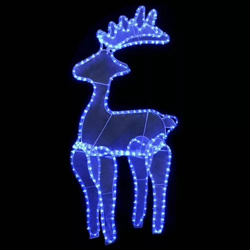  rénszarvasos karácsonyi dísz hálóval és 306 LED-del 60x24x89 cm