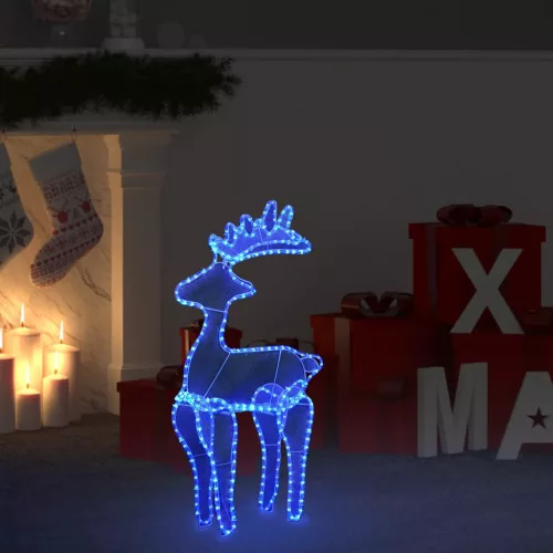  rénszarvasos karácsonyi dísz hálóval és 306 LED-del 60x24x89 cm