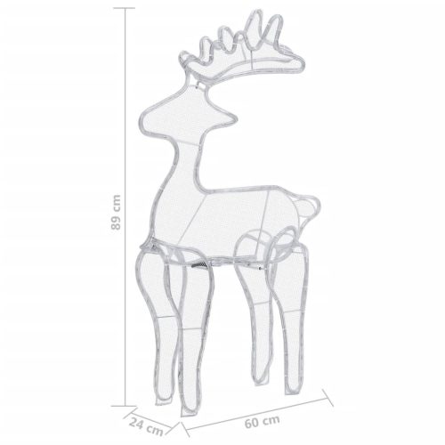  rénszarvasos karácsonyi dísz hálóval és 306 LED-del 60x24x89 cm