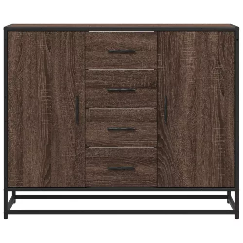  barna tölgy színű szerelt fa tálalószekrény 92 x 35 x 76 cm