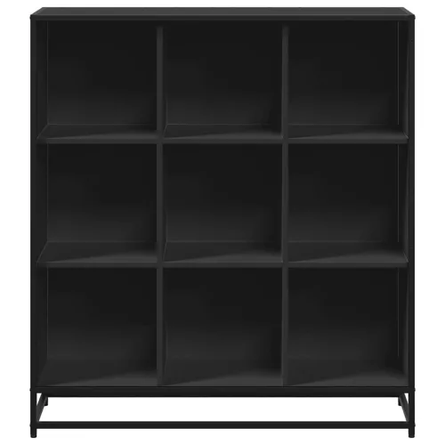  fekete szerelt fa és fém könyvszekrény 97,5 x 33 x 107,5 cm