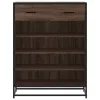  barna tölgy színű szerelt fa és fém cipőszekrény 75x38x97,5 cm