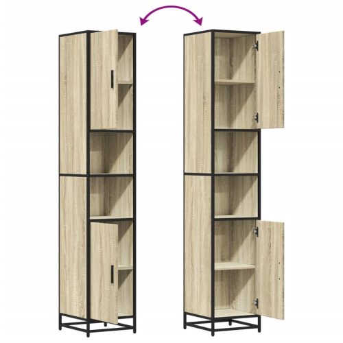  sonoma tölgy szerelt fa és fém fürdőszekrény 35x37,5x188,5 cm