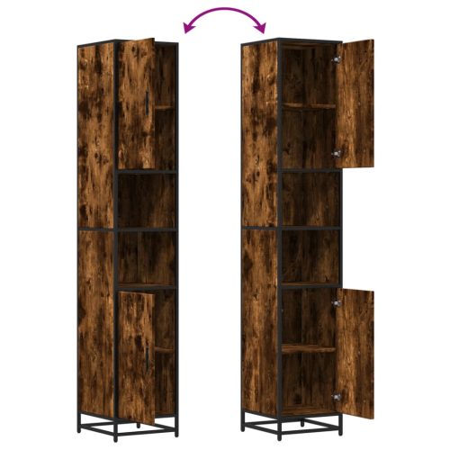  füstös tölgy szerelt fa és fém fürdőszekrény 35x37,5x188,5 cm