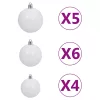  61 részes fehér-szürke karácsonyi gömbszett csúccsal + 150 LED