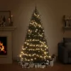 120 részes fehér-szürke karácsonyi gömbszett csúccsal + 300 LED