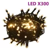  120 részes fehér-szürke karácsonyi gömbszett csúccsal + 300 LED