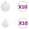  120 részes fehér-szürke karácsonyi gömbszett csúccsal + 300 LED