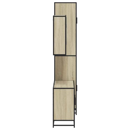  3 részes sonoma tölgyszínű szerelt fa fürdőszobai bútorszett