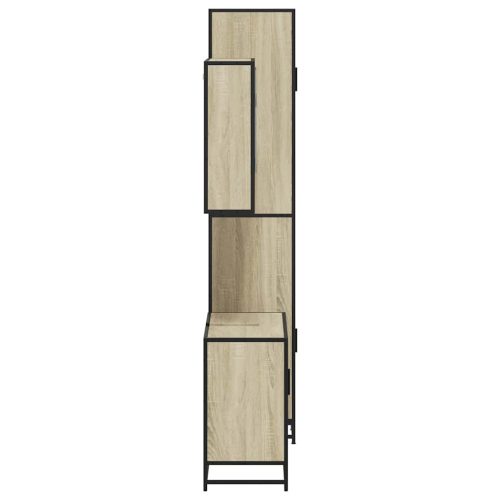  3 részes sonoma tölgyszínű szerelt fa fürdőszobai bútorszett