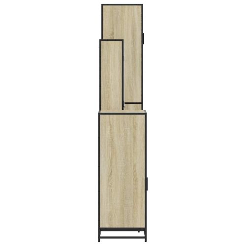  4 részes sonoma tölgyszínű szerelt fa fürdőszobai bútorszett