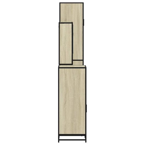  4 részes sonoma tölgyszínű szerelt fa fürdőszobai bútorszett