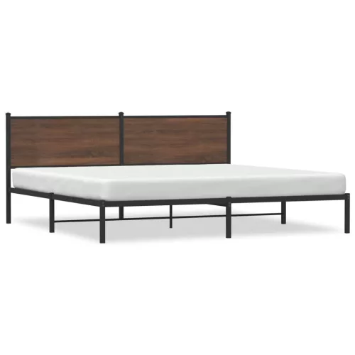  barna tölgy színű fém ágykeret matrac nélkül 200 x 200 cm
