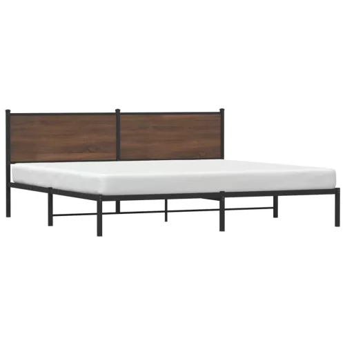  barna tölgy színű fém ágykeret matrac nélkül 200 x 200 cm