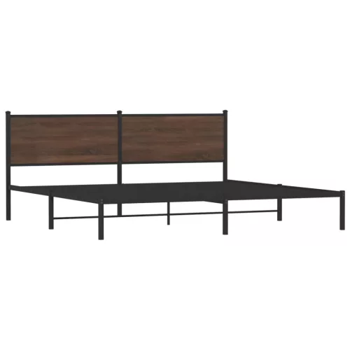  barna tölgy színű fém ágykeret matrac nélkül 200 x 200 cm