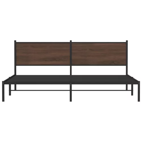  barna tölgy színű fém ágykeret matrac nélkül 200 x 200 cm