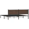  barna tölgy színű fém ágykeret matrac nélkül 200 x 200 cm