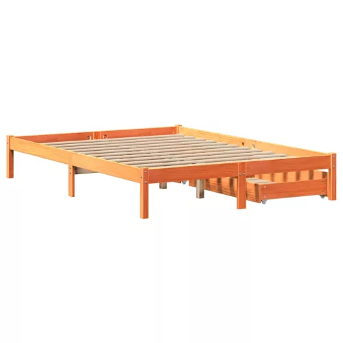  viaszbarna tömör fenyőfa ágy matrac nélkül 120 x 200 cm