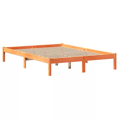  viaszbarna tömör fenyőfa ágy matrac nélkül 120 x 200 cm