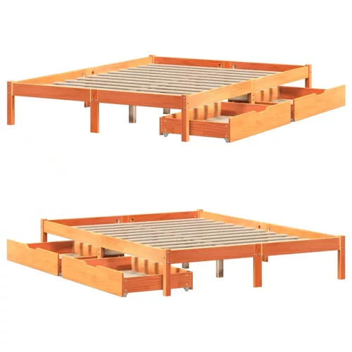  viaszbarna tömör fenyőfa ágy matrac nélkül 120 x 200 cm