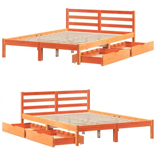  viaszbarna tömör fenyőfa ágy matrac nélkül 120 x 190 cm
