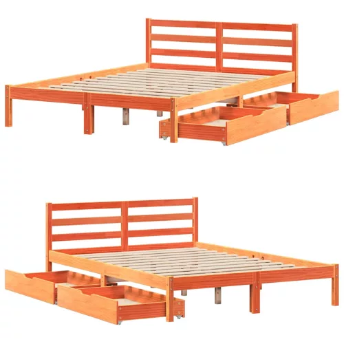  viaszbarna tömör fenyőfa ágy matrac nélkül 150 x 200 cm