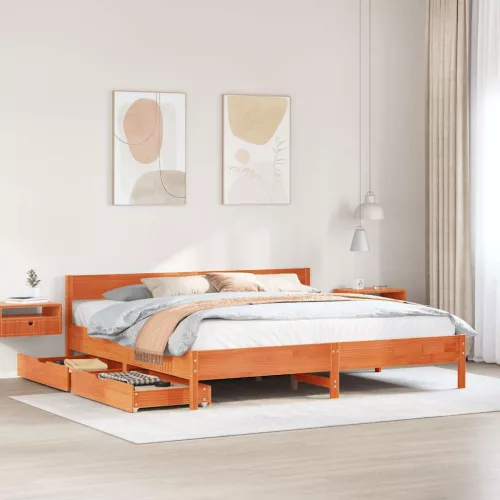  viaszbarna tömör fenyőfa ágy matrac nélkül 200 x 200 cm