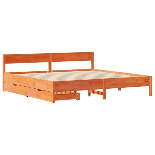  viaszbarna tömör fenyőfa ágy matrac nélkül 200 x 200 cm