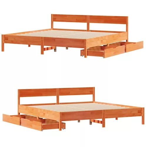  viaszbarna tömör fenyőfa ágy matrac nélkül 200 x 200 cm