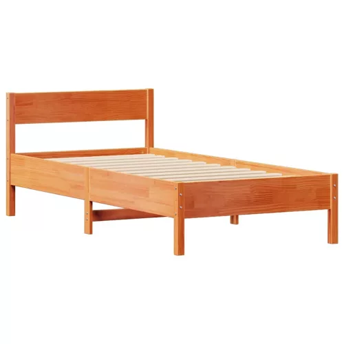  viaszbarna tömör fenyőfa ágy matrac nélkül 100 x 200 cm