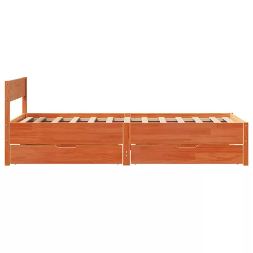  viaszbarna tömör fenyőfa ágy matrac nélkül 100 x 200 cm