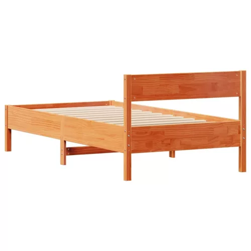  viaszbarna tömör fenyőfa ágy matrac nélkül 100 x 200 cm