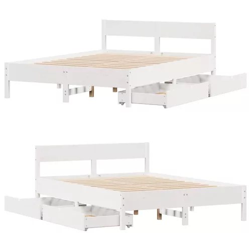  fehér tömör fenyőfa ágy matrac nélkül 135 x 190 cm