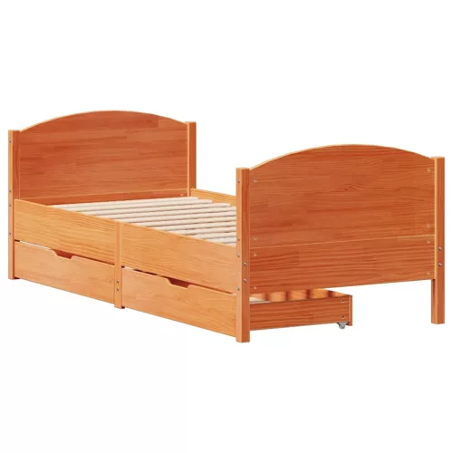  viaszbarna tömör fenyőfa ágy matrac nélkül 90 x 190 cm