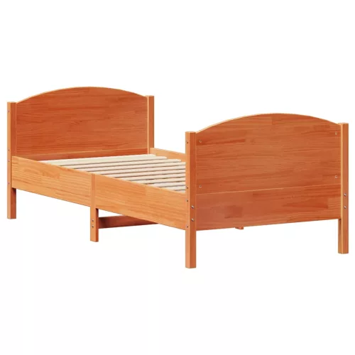  viaszbarna tömör fenyőfa ágy matrac nélkül 90 x 190 cm
