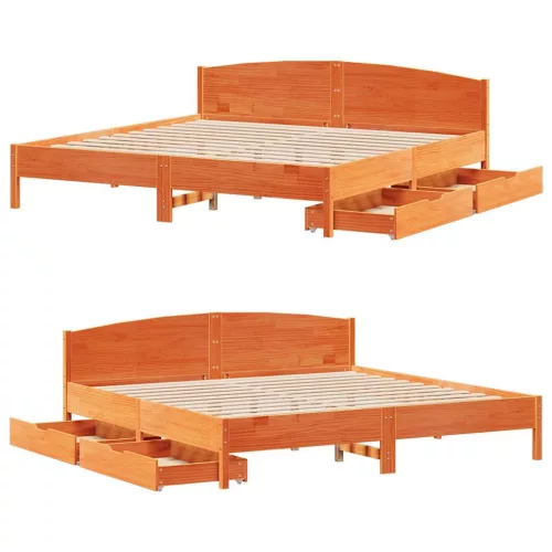  viaszbarna tömör fenyőfa ágy matrac nélkül 180 x 200 cm