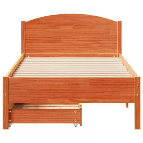  viaszbarna tömör fenyőfa ágy matrac nélkül 90 x 190 cm