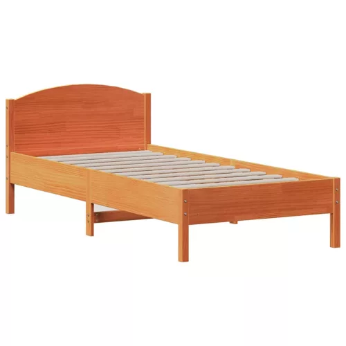  viaszbarna tömör fenyőfa ágy matrac nélkül 90 x 190 cm
