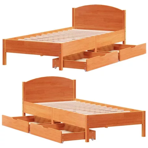  viaszbarna tömör fenyőfa ágy matrac nélkül 90 x 190 cm