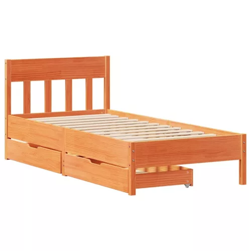  viaszbarna tömör fenyőfa ágy matrac nélkül 90 x 200 cm