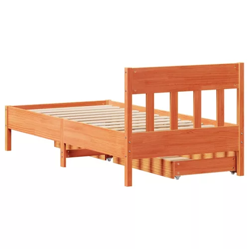  viaszbarna tömör fenyőfa ágy matrac nélkül 90 x 200 cm