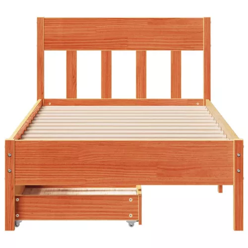  viaszbarna tömör fenyőfa ágy matrac nélkül 75 x 190 cm