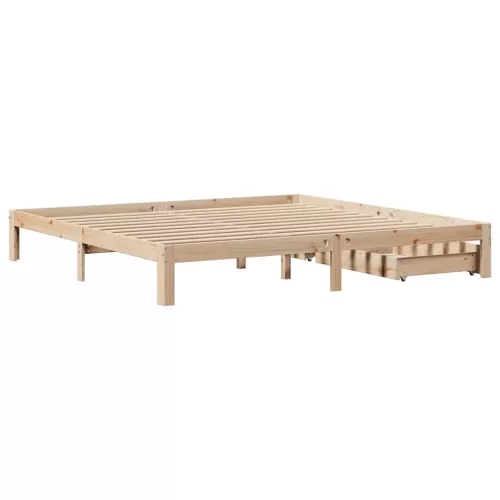  tömör fenyőfa ágykeret fiókokkal 200 x 200 cm