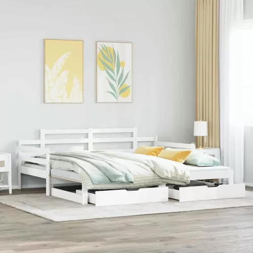 fehér kihúzható heverő fiókokkal matrac nélkül 80 x 200 cm