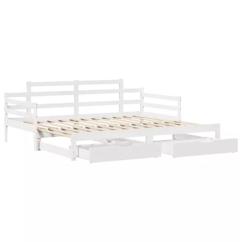 fehér kihúzható heverő fiókokkal matrac nélkül 80 x 200 cm